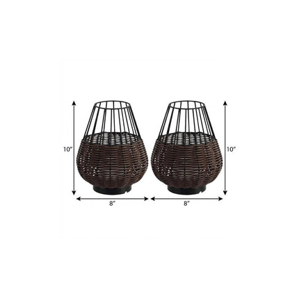 Set of Two 10" Black Round USB Table Lamps LED With Globe Shades