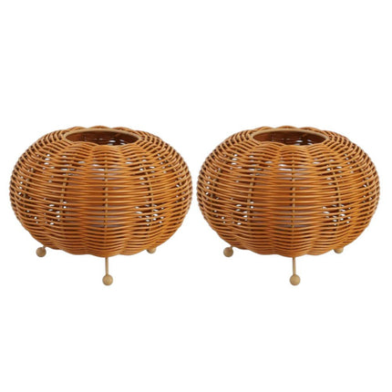 Set of Two 6" Brown Lantern USB Table Lamps With Globe Shades