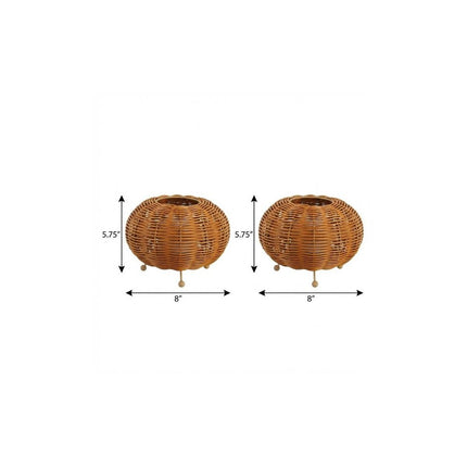 Set of Two 6" Brown Lantern USB Table Lamps With Globe Shades