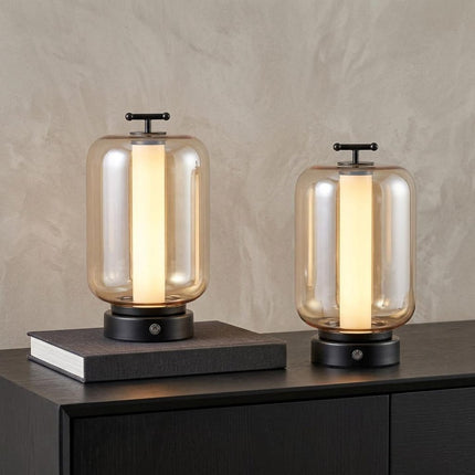 Set of Two 11" Black Lantern USB Table Lamps