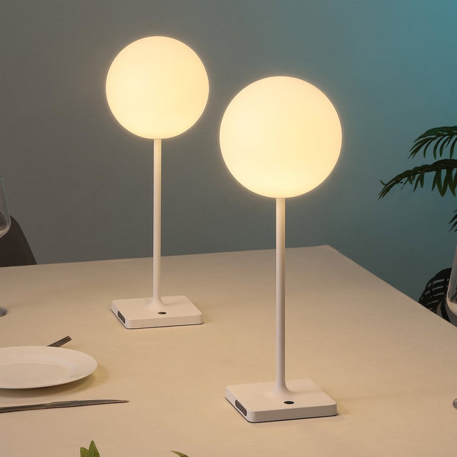 Set of Two 18" White USB Table Lamps LED