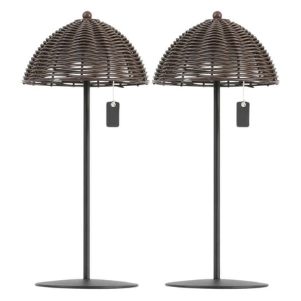 Set of Two 13" Black Novelty USB Table Lamps With Globe Shades