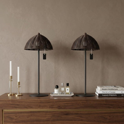 Set of Two 13" Black Novelty USB Table Lamps With Globe Shades
