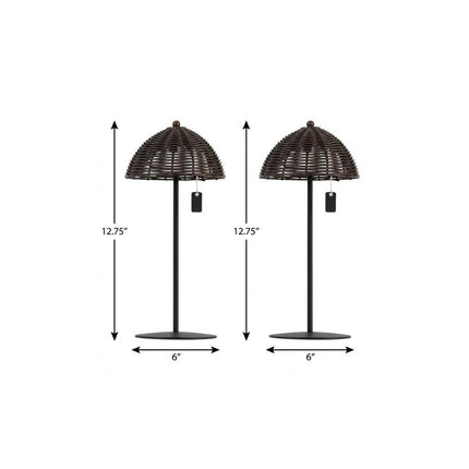 Set of Two 13" Black Novelty USB Table Lamps With Globe Shades
