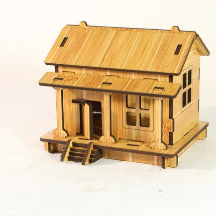 Wooden 3D Stereo Puzzle Small House Building Assembly Model DIY Ornaments