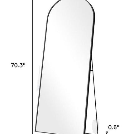 70" Black Metal Arch Wall Mounted Leaning Or Freestanding Framed Full Length Mirror