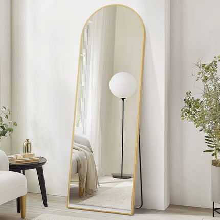 70" Gold Metal Arch Wall Mounted Leaning Or Freestanding Framed Full Length Mirror