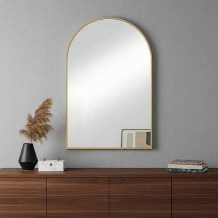 38" Gold Metal Arch Framed Accent Mirror