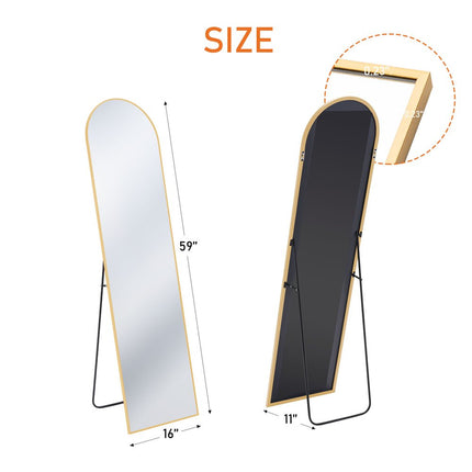 59" Gold Metal Arch Framed Standing Mirror