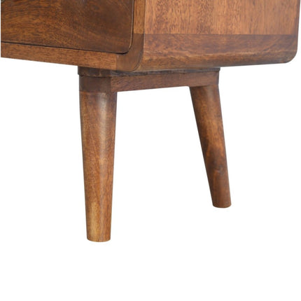 35" Chestnut Solid Wood Enclosed and Open Storage TV Stand