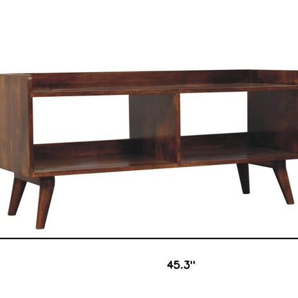 45" Brown Solid Wood Enclosed and Open Storage TV Stand