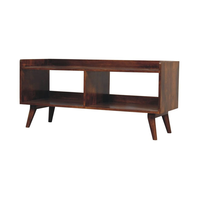 45" Brown Solid Wood Enclosed and Open Storage TV Stand