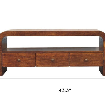43" Brown Solid Wood Enclosed and Open Storage TV Stand