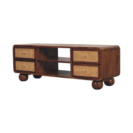 43" Brown Solid Wood Enclosed and Open Storage TV Stand