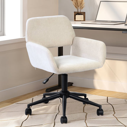 Beige and Black Adjustable Height Swivel Rolling Office Chair