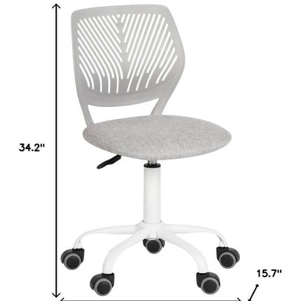 Gray and White Adjustable Height Swivel Rolling Office Chair