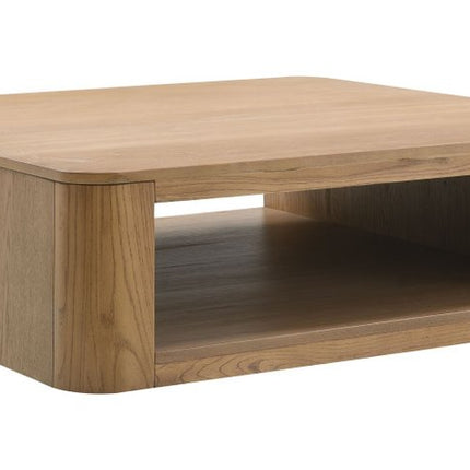 48" Oak Wood Square Floor Shelf Coffee Table