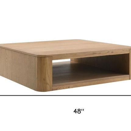 48" Oak Wood Square Floor Shelf Coffee Table