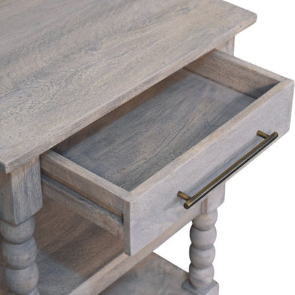 28" Brown Solid Wood and Wood End Table With Drawer And Shelf