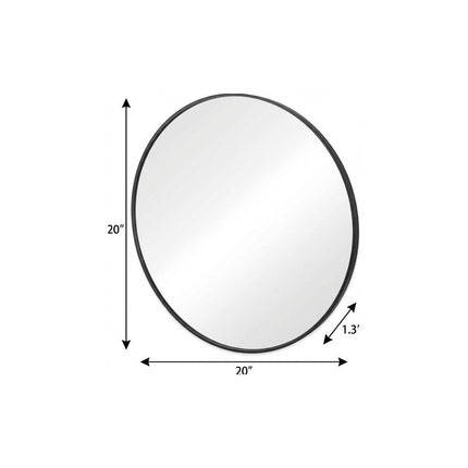 20" Black Metal Round Framed Bathroom Vanity Mirror