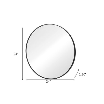 24" Black Metal Round Framed Bathroom Vanity Mirror
