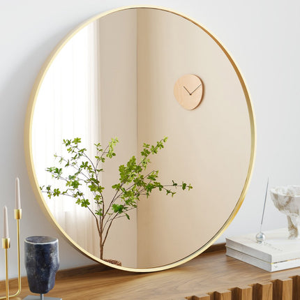 24" Gold Metal Round Framed Bathroom Vanity Mirror