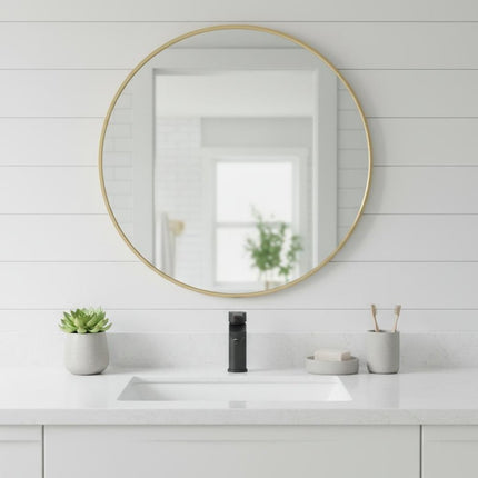 24" Gold Metal Round Framed Bathroom Vanity Mirror