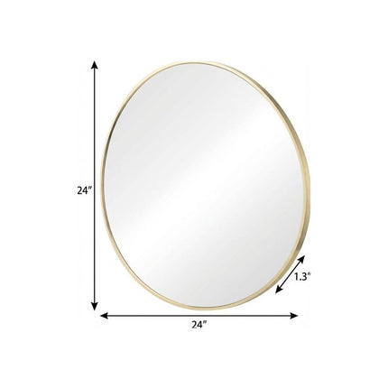 24" Gold Metal Round Framed Bathroom Vanity Mirror