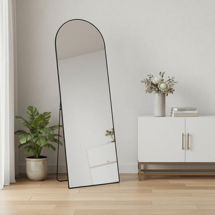 63" Black Metal Arch Freestanding Framed Standing Mirror