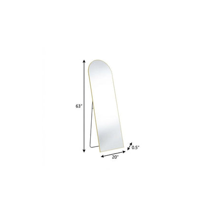 63" Gold Metal Arch Freestanding Framed Standing Mirror