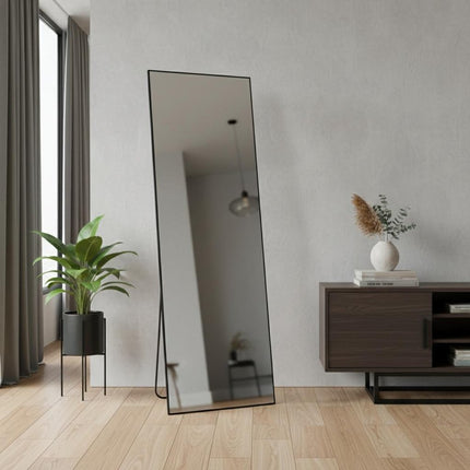63" Black Metal Freestanding Framed Standing Mirror