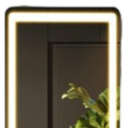 60" Silver Aluminum Lighted Wall Mounted And Freestanding Framed Full Length Mirror