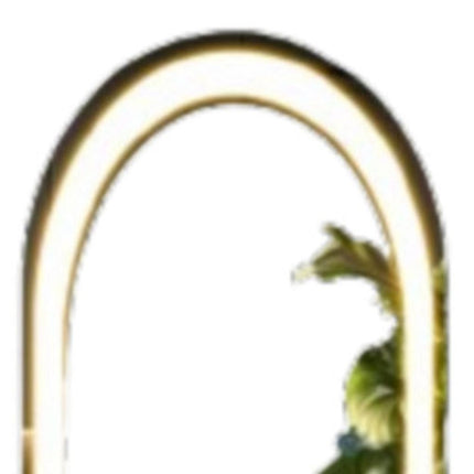 71" Silver Glass Arch Lighted Wall Mounted And Freestanding Framed Full Length Mirror
