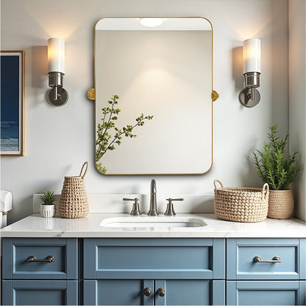 36" Gold Metal Framed Bathroom Vanity Mirror
