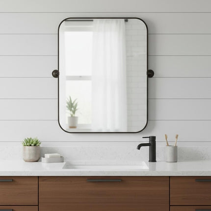 36" Black Metal Framed Bathroom Vanity Mirror