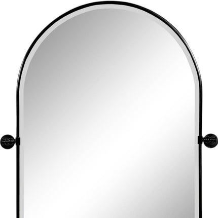 31" Black Metal Arch Framed Bathroom Vanity Mirror