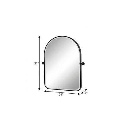 31" Black Metal Arch Framed Bathroom Vanity Mirror