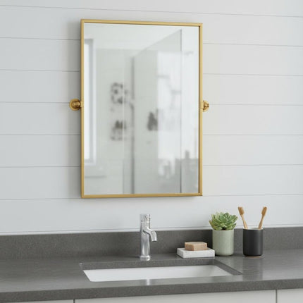 38" Gold Metal Framed Bathroom Vanity Mirror