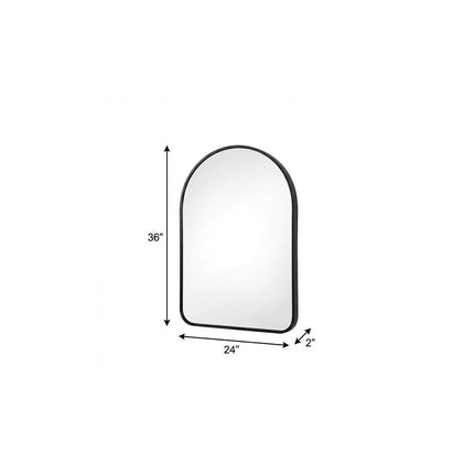 36" Black Metal Arch Framed Bathroom Vanity Mirror