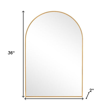 36" Gold Metal Arch Framed Bathroom Vanity Mirror