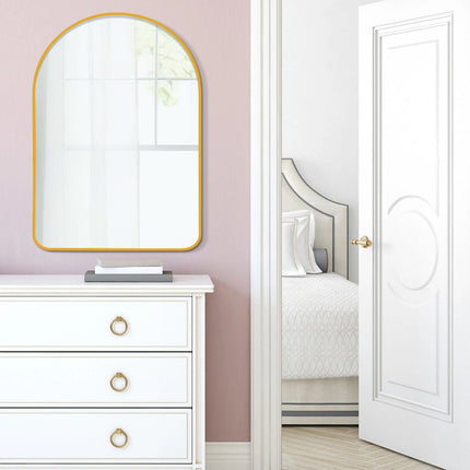 36" Gold Metal Arch Framed Bathroom Vanity Mirror