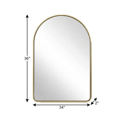 36" Gold Metal Arch Framed Bathroom Vanity Mirror