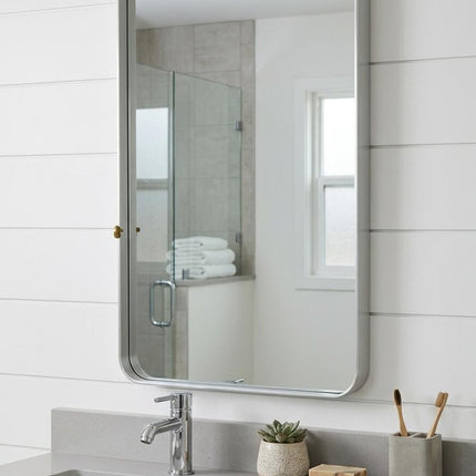 50" Off White Metal Framed Bathroom Vanity Mirror