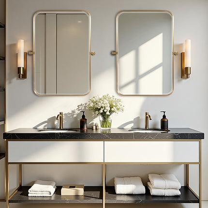 36" Gold Metal Framed Bathroom Vanity Mirror