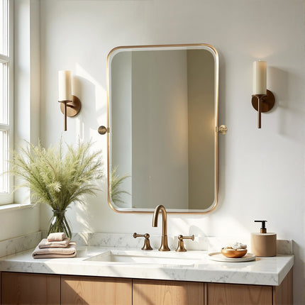 36" Gold Metal Framed Bathroom Vanity Mirror
