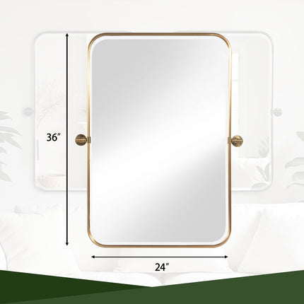 36" Gold Metal Framed Bathroom Vanity Mirror