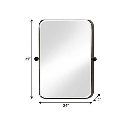 31" Black Metal Framed Bathroom Vanity Mirror