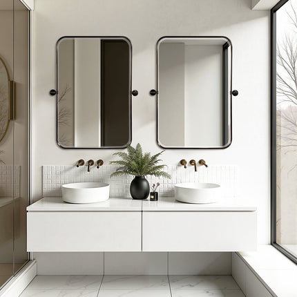 31" Black Metal Framed Bathroom Vanity Mirror