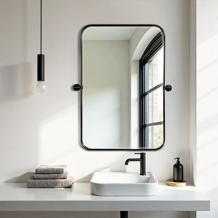 31" Black Metal Framed Bathroom Vanity Mirror