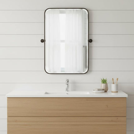 31" Black Metal Framed Bathroom Vanity Mirror